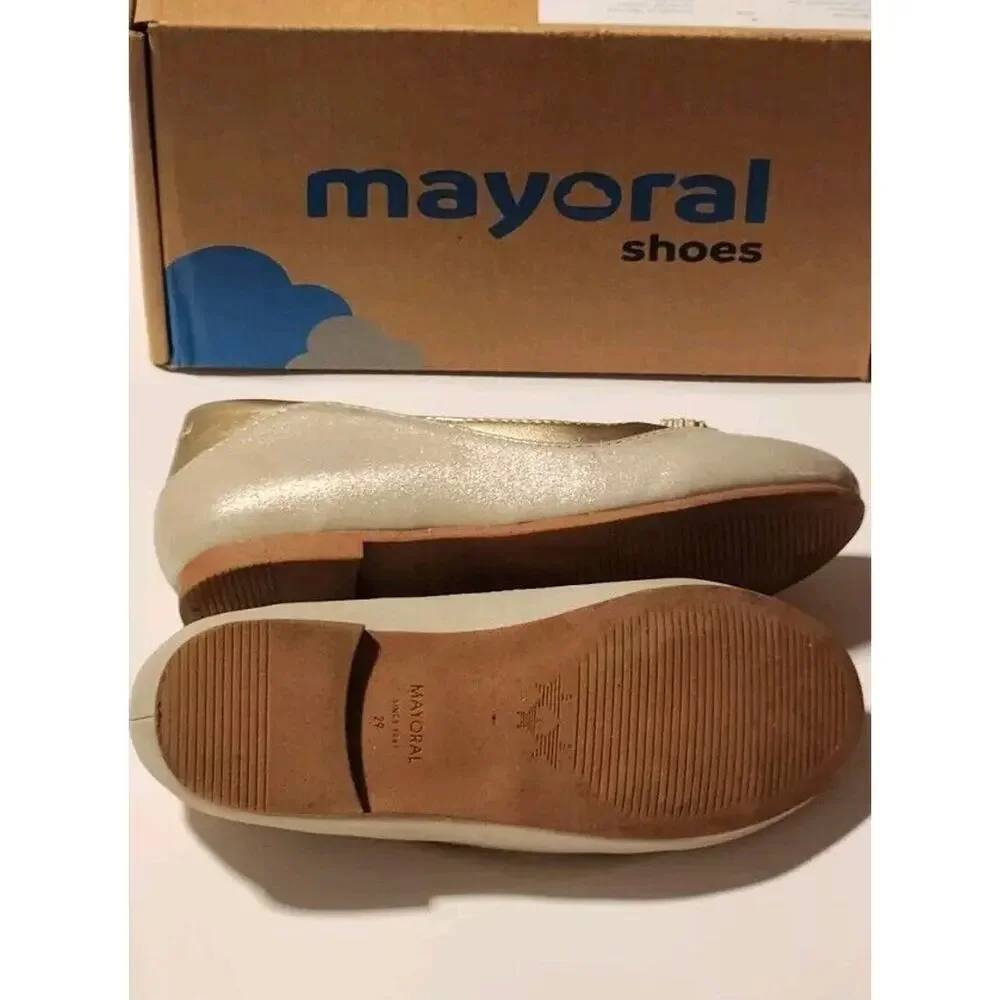 Mayoral Ballerina Girls' Flat Shoes Size 29 US 11C Color Gold Holiday Dressy- G7